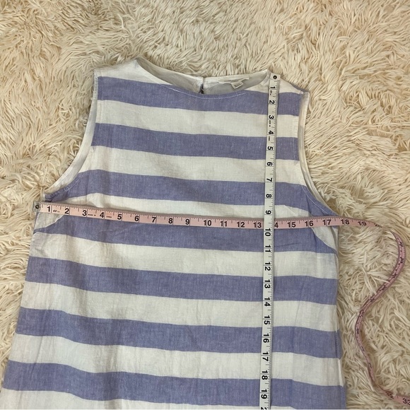 BeachLunchLounge Linen Striped Nautical Shift Dress Sleeveless white blue size M - Picture 6 of 8